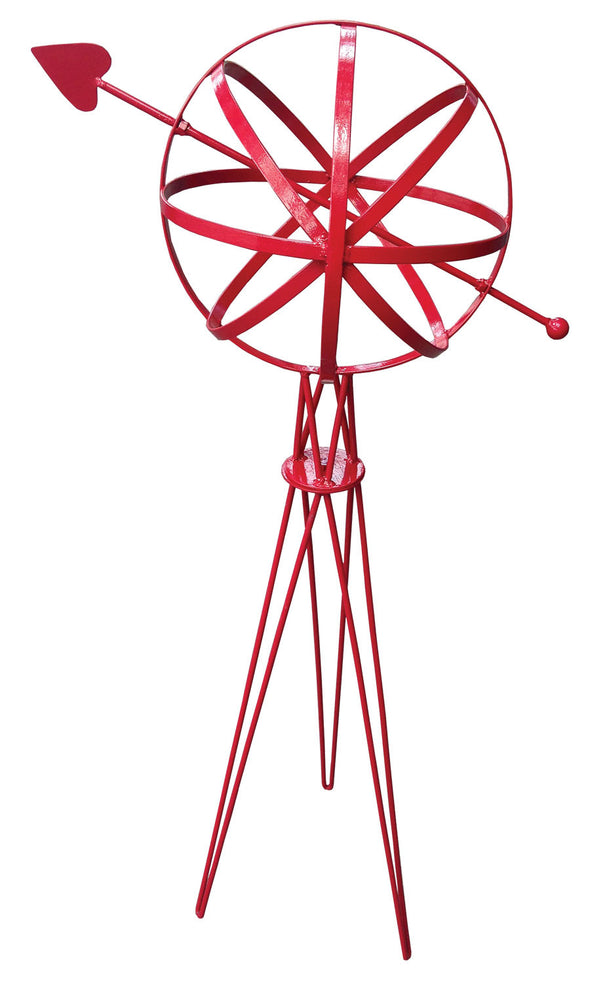 Metal Garden Sphere w/Hairpin Base - Red Finish 39" Tall - Perfect For Climbing Plants (#1323-R) - Nomadic Grill + Home - 1