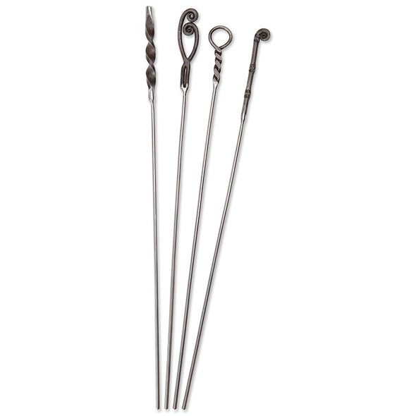 Stainless Steel Kebab Skewers With Beautiful Hand Forged Ends - 18" Overall Length, Made In India (2028set) - Nomadic Grill + Home - 1