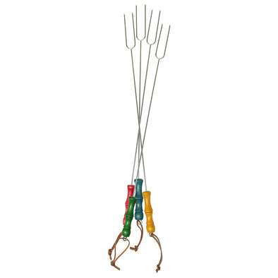 Multi-Colored Wood Handled Marshmallow Picnic Forks, 22" length