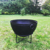 Large Cauldron Style Steel Fie Pit With Stand Made In India Using Traditional Riveted Steel 27 1/4" overall height x 31 7/8" dia