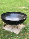 Large Riveted Steel Firebowl From India w/Grill Grate & Stand - Large (30.5" dia)
