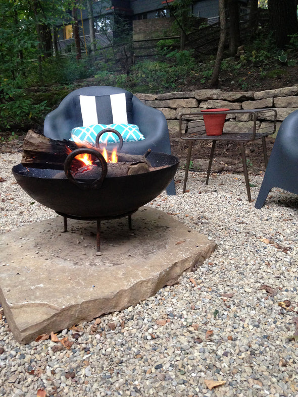 Steel Firebowl / Fire Pit From India W/ Grill Grate and Stand - Medium, Stamped - Nomadic Grill + Home - 10