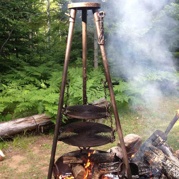 Large Tri-Pod Firebowl Cooking Set Includes Two Grill Grates, Stand, Firebowl (firepit), Firepower & Ash Remover - Nomadic Grill + Home - 5