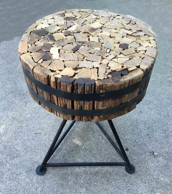 Wood & Steel Bench / Stool / Side Table - made from salvaged wood - Nomadic Grill + Home - 4
