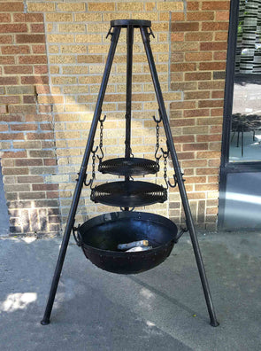 Large Tri-Pod Firebowl Cooking Set Includes Two Grill Grates, Stand, Firebowl (firepit), Firepower & Ash Remover - Nomadic Grill + Home - 1