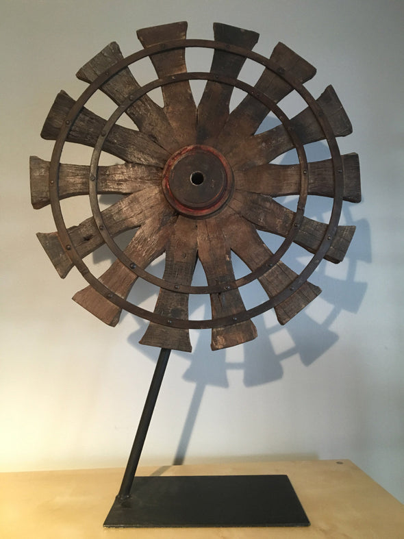 Vintage Charkha Spinning Wheel on Stand From India, Home Decor Accent, Upcycled