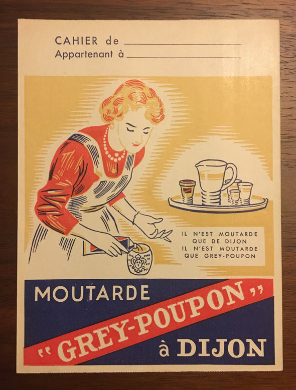 Vintage French Grey Poupon Mustard Advertising Notebook Cover/Protege Cahier Mortarde, Wall Decor Advertising Art