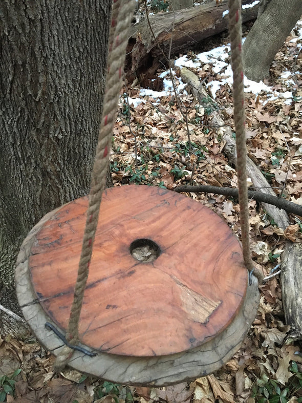 Hanging Plant Holder Upcycled From Architectural Salvage Wooden Pulley From Indian Water Well, Includes hanging rope, Indoor Outdoor Garden