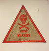 Vintage Handmade Warning Sign From India, Used In Industrial Setting, Skull and Crossbones, Hindi & English, Outsider Art,  SOLD OUT