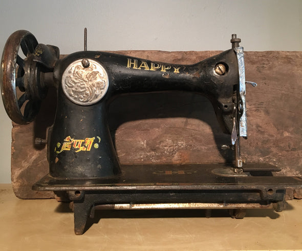 Old Sewing Machine From India, Great Decorative Piece, Happy Brand, Nice Home Accent Piece or Use Outside as Garden Decor