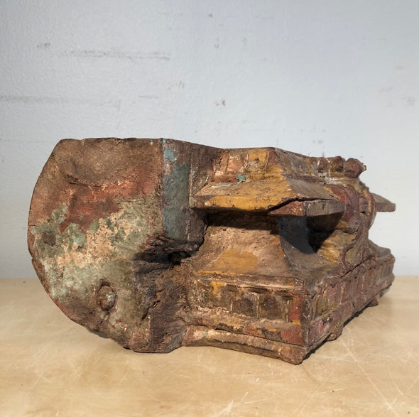 Unique Handcarved Half Wood Pilaster Base From India, Architectural, Detailed Wood Carving, Indoor Outdoor Decor, Plant Or Candle Stand