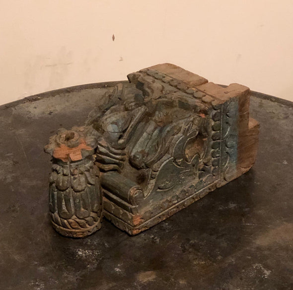 Vintage Hand Carved Wood Ornamental Architectural Salvage Piece From India, Home Decor, Decorative Object, One Of A Kind