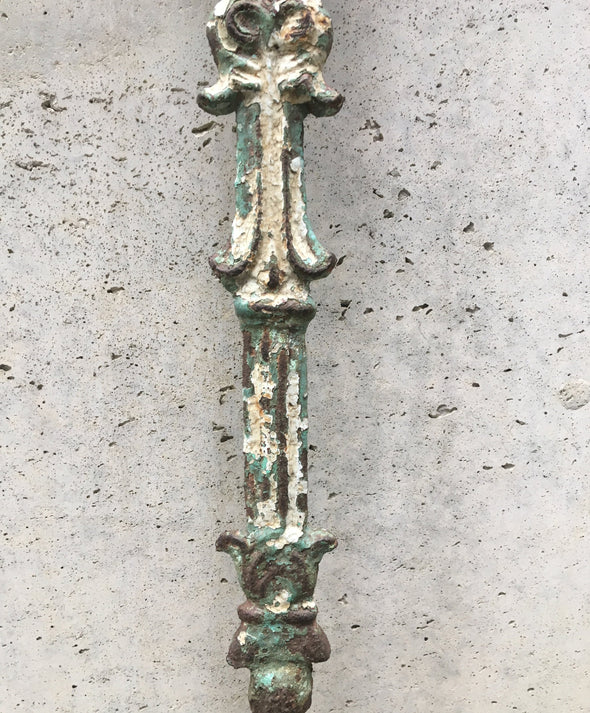 Vintage Chippy Painted Cast Iron Fence Post Garden Stake, Architectural Salvage From India SOLD OUT