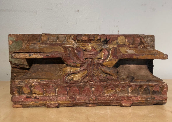 Unique Handcarved Half Wood Pilaster Base From India, Architectural, Detailed Wood Carving, Indoor Outdoor Decor, Plant Or Candle Stand