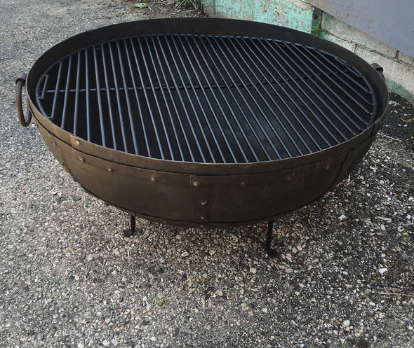 Steel Firebowl From India w/Grill Grate & Stand - Large (riveted) - Nomadic Grill + Home - 3